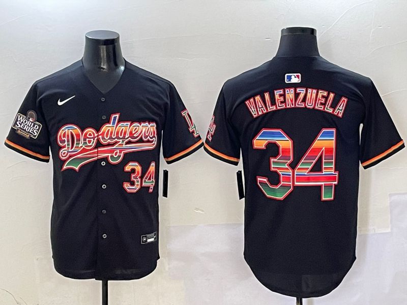 Men Los Angeles Dodgers #34 Valenzuela Black Game 2025 Nike MLB Jersey style 4101